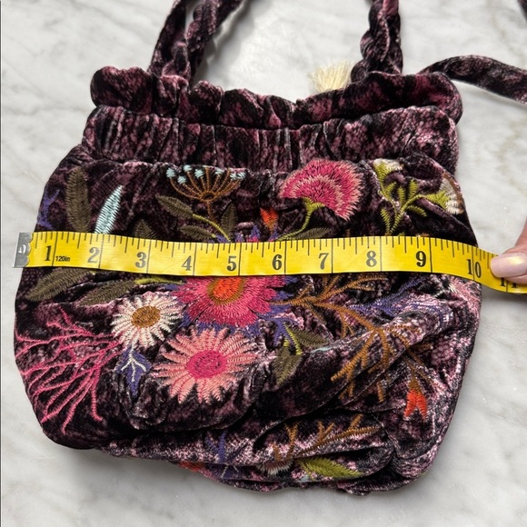 Johnny Was NWT Ulla Velvet Maroon Leopard Flo Embroidered Crossbody Pouch Bag - Picture 11 of 14